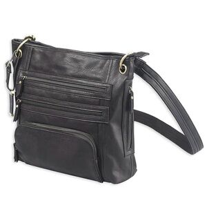 BULL DOG Conceal carry large crossbody. Black leather. EXCELLENT gently used